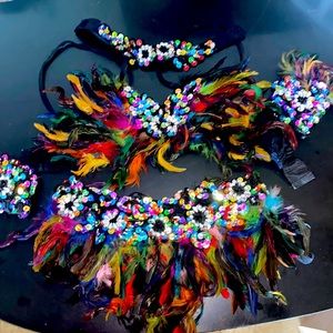 Carnival Theme Dance Costume, includes hand cuff and neck accessory